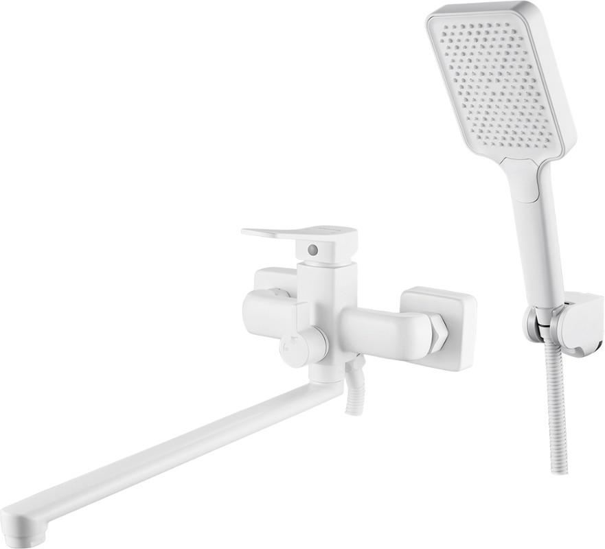 Смеситель с длинным изливом для ванны Shevanik S9922C белый