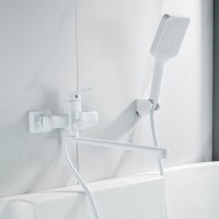 Смеситель с длинным изливом для ванны Shevanik S9922C белый Смеситель с длинным изливом для ванны Shevanik S9922C белый