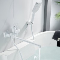 Смеситель с длинным изливом для ванны Shevanik S9922C белый Смеситель с длинным изливом для ванны Shevanik S9922C белый