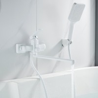 Смеситель с длинным изливом для ванны Shevanik S9922C белый Смеситель с длинным изливом для ванны Shevanik S9922C белый