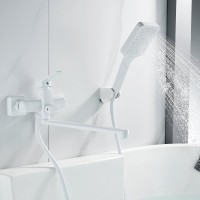 Смеситель с длинным изливом для ванны Shevanik S9922C белый Смеситель с длинным изливом для ванны Shevanik S9922C белый