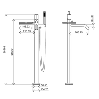 Напольный смеситель для ванны с душем Boheme Stick 129-GM.4 gun metal