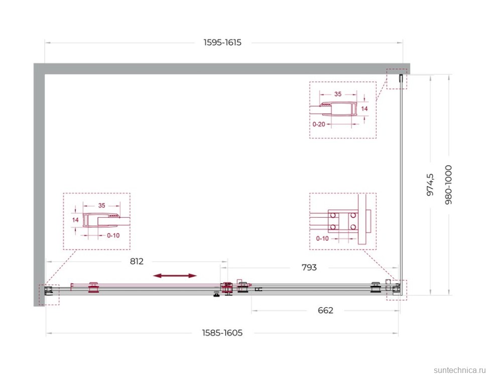 Душевой уголок BelBagno Soft Close-2 AH-1-160/100-C-Cr профиль хром