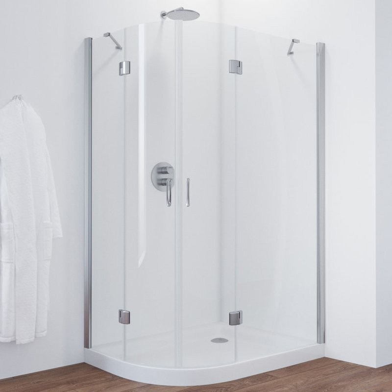 Душевой уголок Vegas Glass AFS-F 120*110 08 01 R профиль глянцевый хром, стекло прозрачное