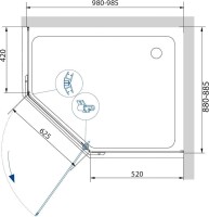 Душевой уголок RGW Passage PA-091 100х90, профиль хром, стекло прозрачное