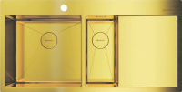 Комплект Мойка Omoikiri Akisame 100-2-LG-L светлое золото + Измельчитель Nagare slim 1250