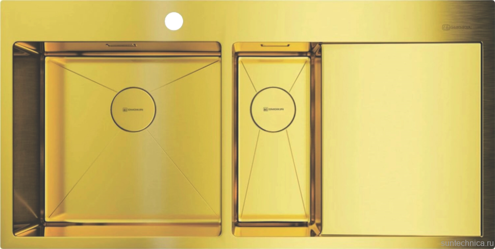 Комплект Мойка Omoikiri Akisame 100-2-LG-L светлое золото + Измельчитель Nagare slim 1250