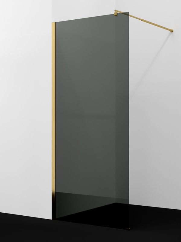 Душевая перегородка Wasserkraft Rur 30W 90 см, профиль глянцевое золото, стекло тонированное