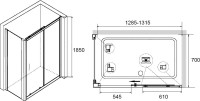 Душевой уголок RGW Classic CL-48B+70 см (128,5x131,5)x70x185 профиль черный, стекло прозрачное