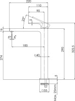 Смеситель для раковины Remer Absolute AU11LDO золотой глянцевый