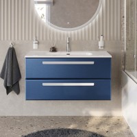 Тумба с раковиной Cezares Eco Cer-N 100 sapfiro, раковина Duet 100, ручки сатин