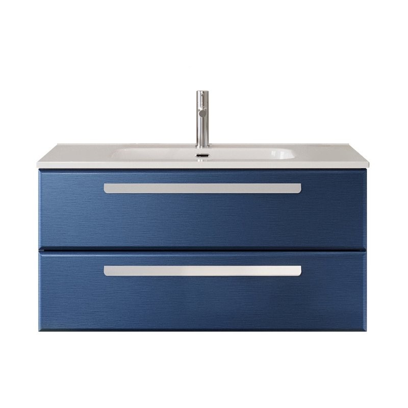 Тумба с раковиной Cezares Eco Cer-N 100 sapfiro, раковина Duet 100, ручки сатин