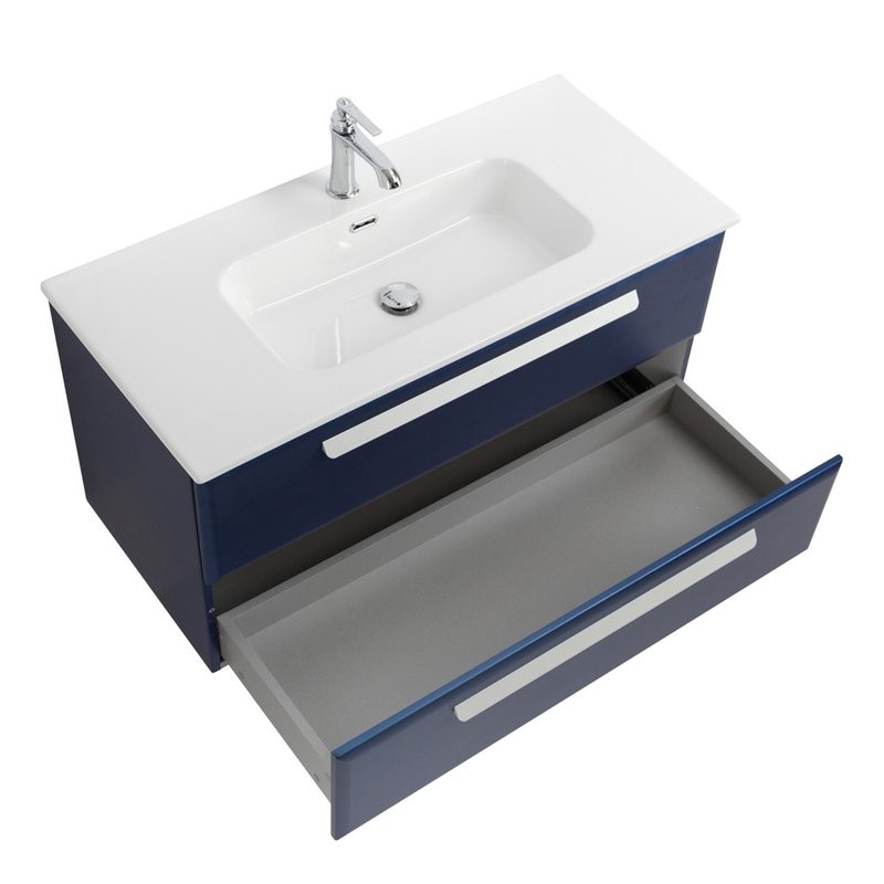 Тумба с раковиной Cezares Eco Cer-N 100 sapfiro, раковина Duet 100, ручки сатин