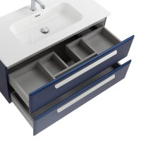 Тумба с раковиной Cezares Eco Cer-N 100 sapfiro, раковина Duet 100, ручки сатин