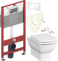Комплект Унитаз подвесной VitrA Valarte + Крышка 124-003-009 с микролифтом + Инсталляция TECE Base 9400413 4 в 1 с кнопкой смыва
