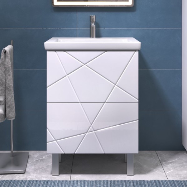 Тумба с раковиной Vigo Geometry 60 напольная, белая, раковина Como 60