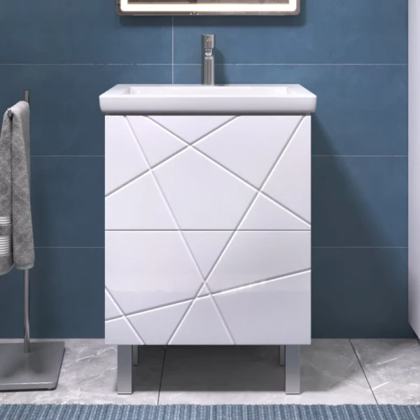 Тумба с раковиной Vigo Geometry 60 напольная, белая, раковина Como 60