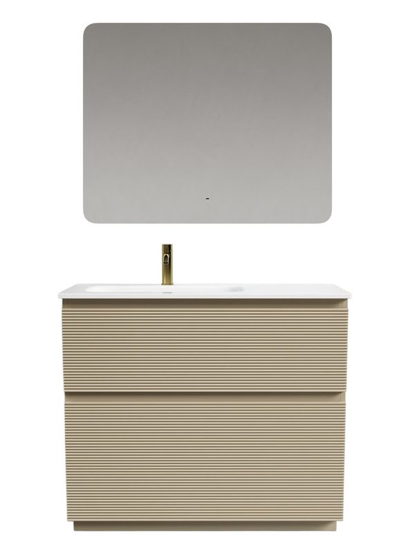 Мебель для ванной комнаты Sancos Folk Floor 100 левая напольная, капучино, раковина CN7014