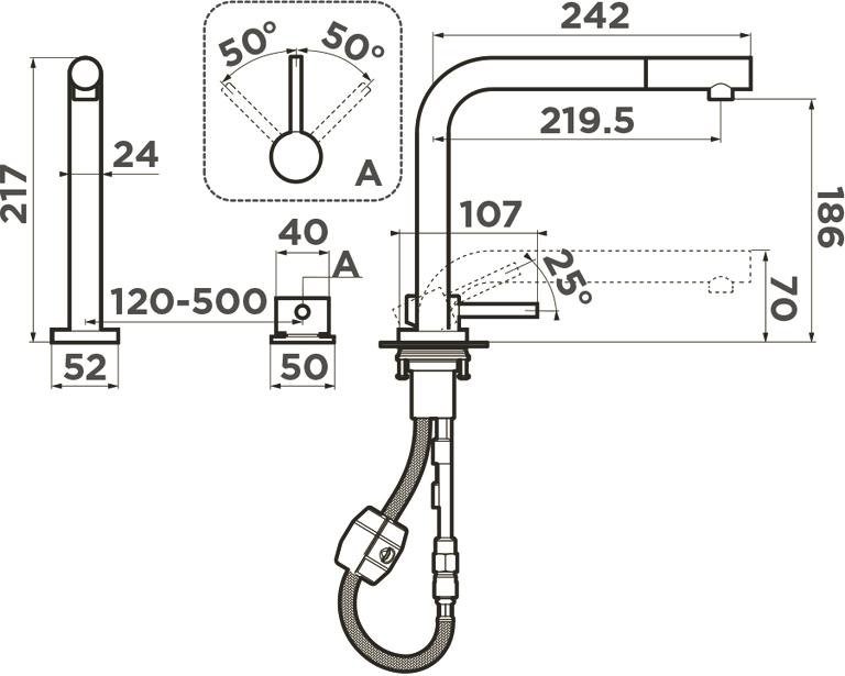 Смеситель для кухни Omoikiri Nara-S BN 4994329 нержавеющая сталь