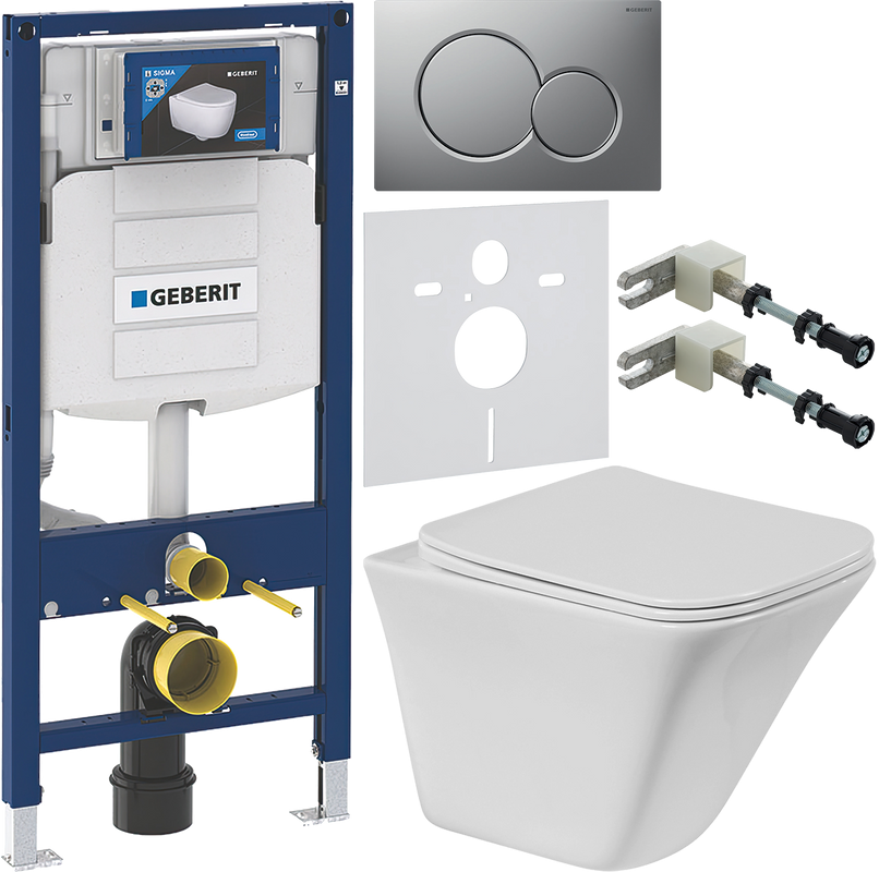 Комплект Унитаз подвесной BelBagno Marmi + Крышка BB052SC с микролифтом + Инсталляция Geberit Duofix UP 320 111.300.00.5 + Кнопка Sigma 01 115.770.JQ.5 лакированная, матовый хром + Крепления 111.815.00.1 к стене + Звукоизоляция