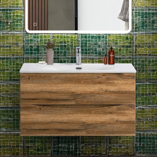 Тумба с раковиной BelBagno Marino-cer-n 90 подвесная, rovere rustico