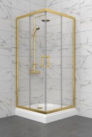 Душевой уголок Triton Фикс Голд Щ0000077402 80х80 см с поддоном, профиль матовое золото