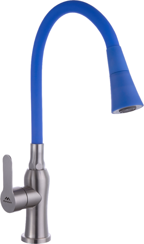Смеситель для кухни Fashun A54801+N7351 с гибким изливом, сатин, синий