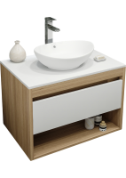 Тумба с раковиной Teymi Ritta 75 дуб эврика, матовая белая, раковина Lori 60