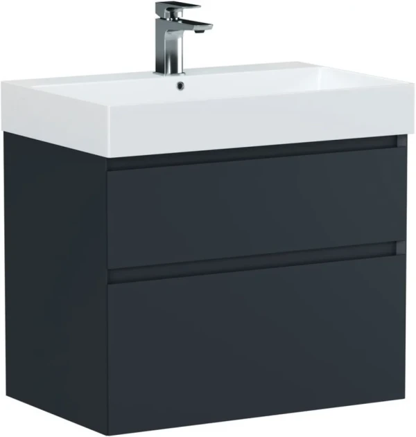 Тумба с раковиной Allen Brau Infinity 70 2 ящика, матовый антрацит, раковина Aquanet Sanovit Slim Synergy 70