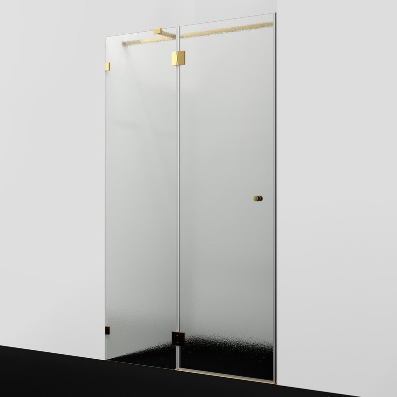 Душевая дверь в нишу Wasserkraft Ems 76H05L-TXG 120 см, текстурное стекло, фурнитура золото
