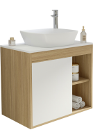 Тумба с раковиной Teymi Nura 70 дуб эврика, матовая белая, раковина Kati 43