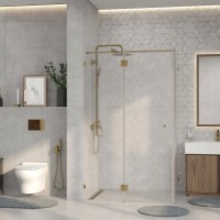 Душевой уголок Wasserkraft Ems 76H10L-MG 120х100 см, стекло матовое, фурнитура золото