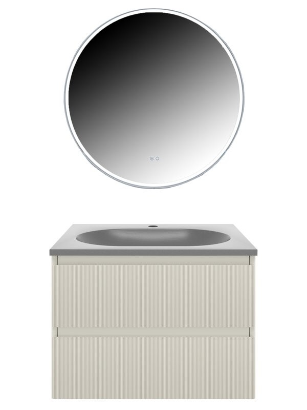 Мебель для ванной комнаты Vincea Welle 60 m.beige soft-touch, раковина VCB-4H600G серый шелк