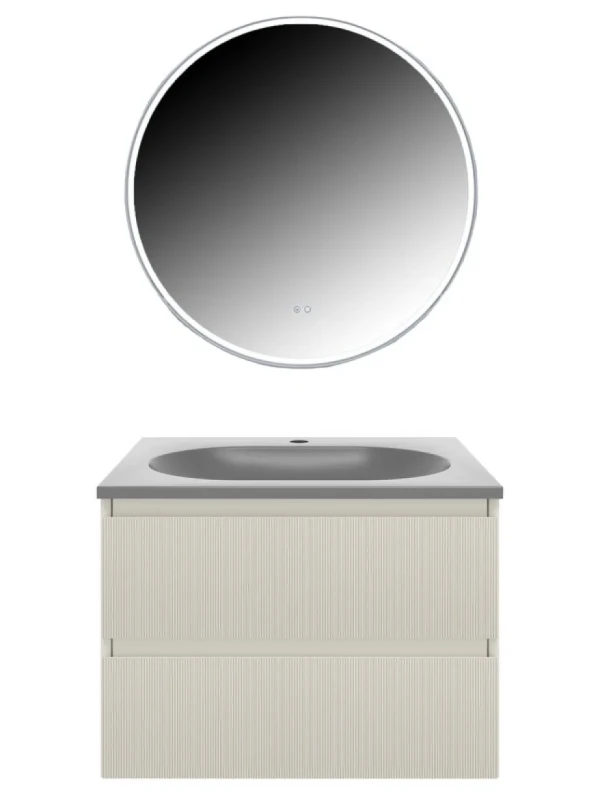 Мебель для ванной комнаты Vincea Welle 60 m.beige soft-touch, раковина VCB-4H600G серый шелк