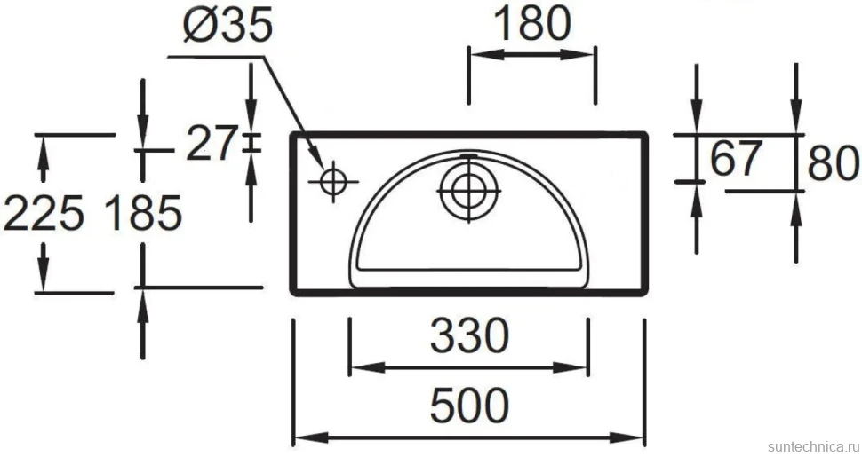 Раковина маленькая в туалет Jacob Delafon Odeon Rive Gauche EGO112-55-00 L