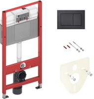 Комплект Унитаз подвесной Kerasan Nolita 5314 черный матовый + Крышка 5391 черная матовая, с микролифтом + Инсталляция TECE Now 9400414 4 в 1 с кнопкой смыва