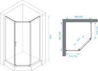 Душевой уголок RGW Passage PA-86B 900x900x1950, профиль черный