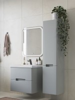 Тумба с раковиной SanStar Ориана 60 подвесная, серая, раковина Cersanit Como 60