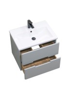 Тумба с раковиной SanStar Ориана 60 подвесная, серая, раковина Cersanit Como 60