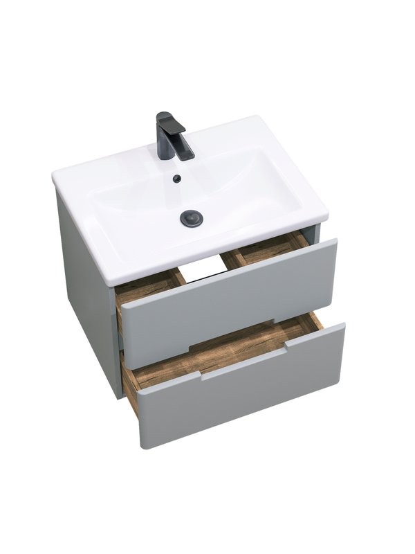 Тумба с раковиной SanStar Ориана 60 подвесная, серая, раковина Cersanit Como 60