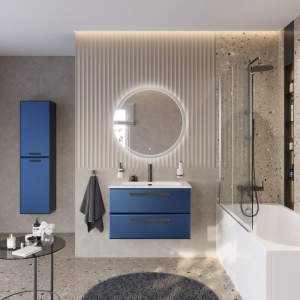 Мебель для ванной комнаты Cezares Eco Cer-N 80 sapfiro, раковина Eco 80, ручки матовые черные