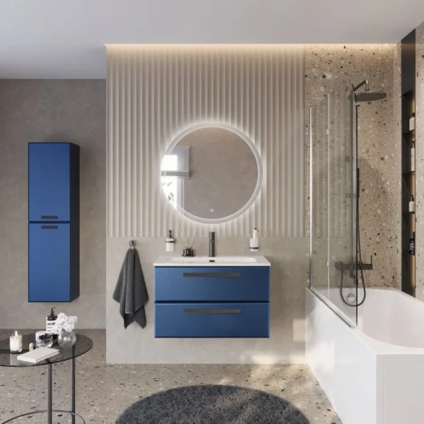 Мебель для ванной комнаты Cezares Eco Cer-N 80 sapfiro, раковина Eco 80, ручки матовые черные