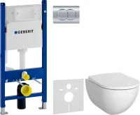 Комплект Унитаз подвесной Geberit Acanto 500.600.01.2 + Крышка 500.605.01.2 + Инсталляция Duofix Delta 458.149.21.1 с кнопкой смыва, хром + Шумоизоляция 156.050.00.1