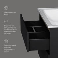 Тумба с раковиной AM.PM X-Joy 80, подвесная, черная матовая