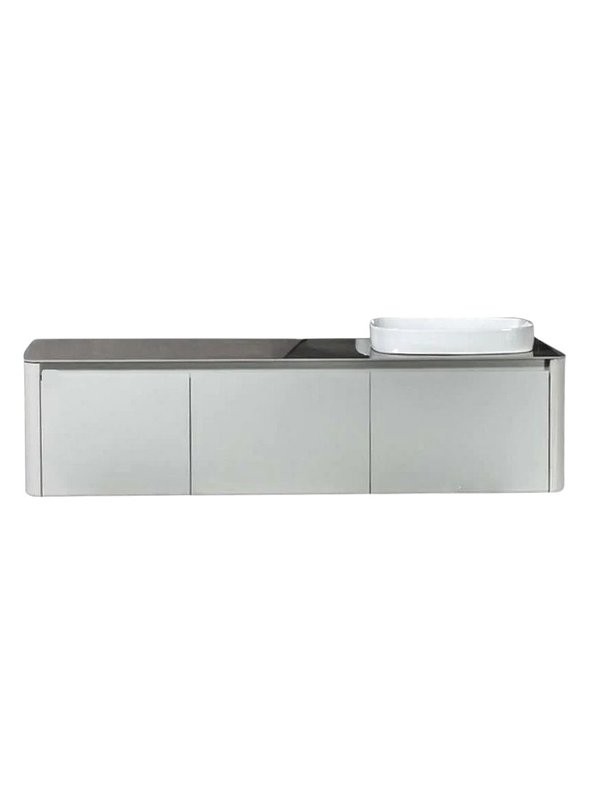 Тумба с раковиной Black&White U915.1600R подвесная, глянцевая серая