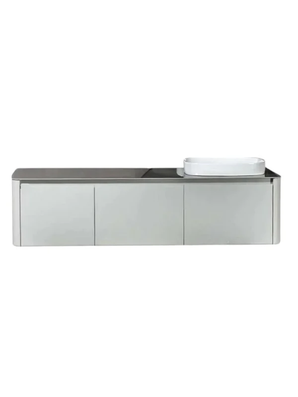 Тумба с раковиной Black&White U915.1600R подвесная, глянцевая серая