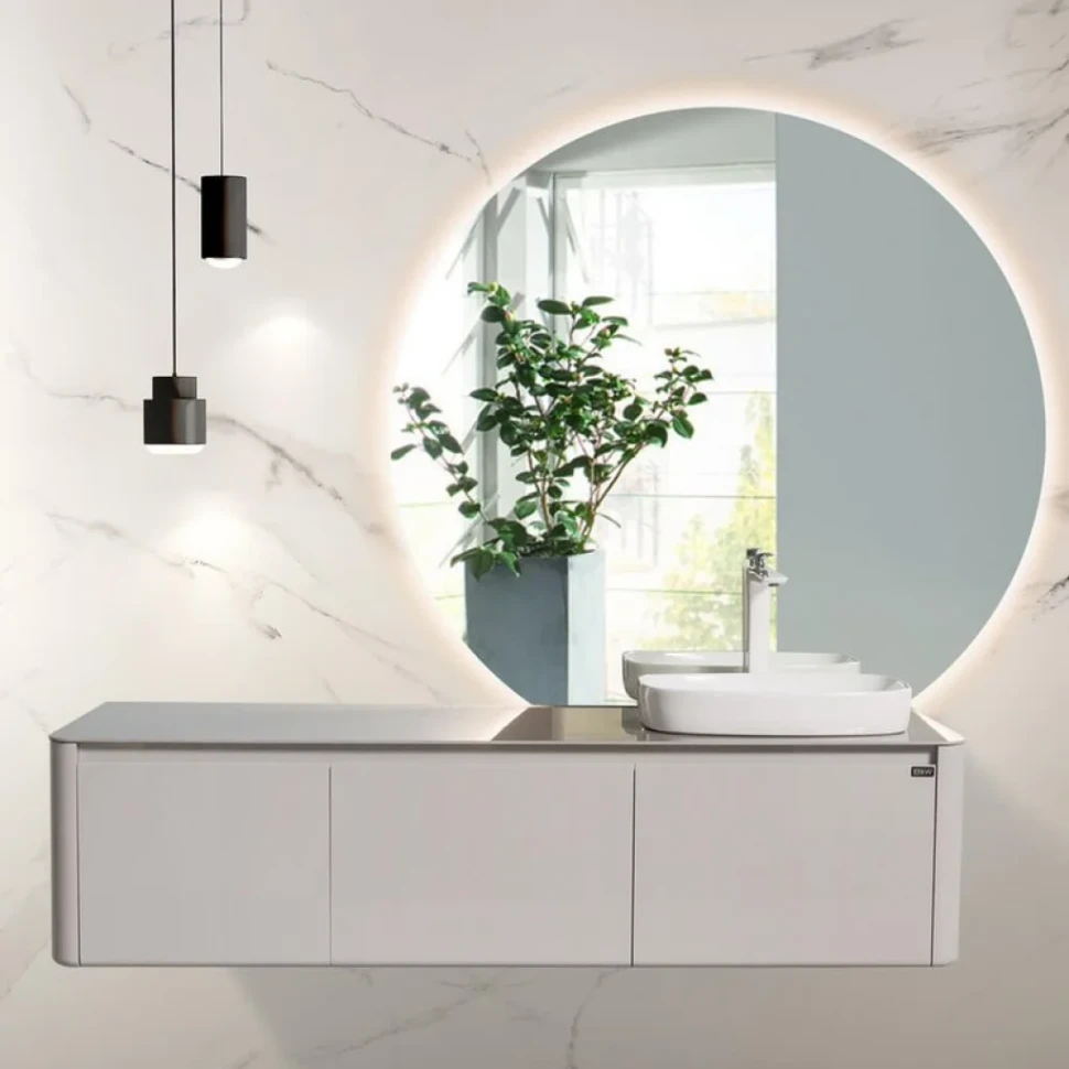 Тумба с раковиной Black&White U915.1600R подвесная, глянцевая серая