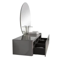 Тумба с раковиной Black&White U915.1600R подвесная, глянцевая серая
