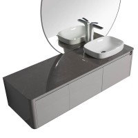 Тумба с раковиной Black&White U915.1600R подвесная, глянцевая серая