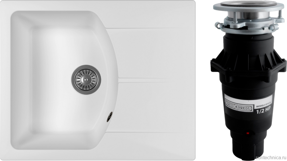 Комплект Мойка Florentina Паола 620 жасмин + Измельчитель Bone Crusher BC 810-SL Slim Line